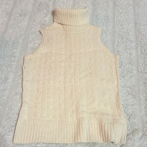 Brooks Brothers Wool Cashmere Cable Knit Sleeveless Turtleneck XS Repair
